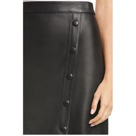 Nordstrom Black Button-Detail leather Skirt - Picture 2 of 3